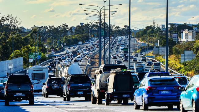 Traffic.Traffic heading in and out of Brisbane on the M1 Pacific Motorway. Picture: Nigel Hallett