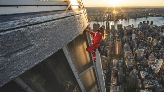 Jared Leto climbs the Empire State Building to announce 30 Seconds to Mars' world tour. Picture: Supplied