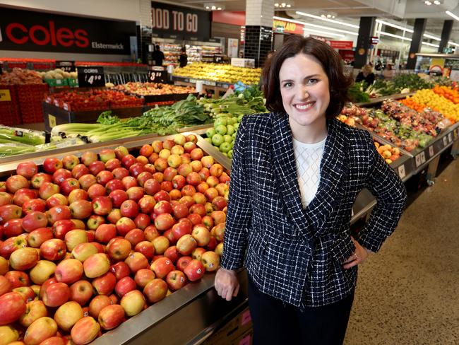 6/03/2020  Coles CFO Leah Weckert  at the Coles Elsternwick store in Melbourne.Picture: David Geraghty / The Australian.