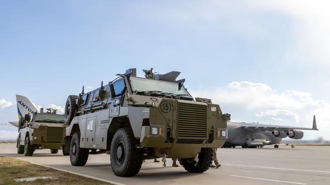 Australia has so far donated 90 Bushmaster Protected Mobility Vehicles to Ukraine. Picture: Supplied