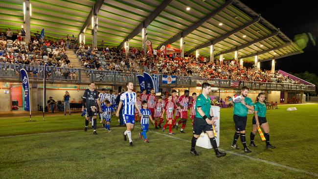 Action shots from the fifth annual GleNTi Cup between Hellenic AC and Darwin Olympic SC, June 3, 2025. Picture: Pema Tamang Pakhrin