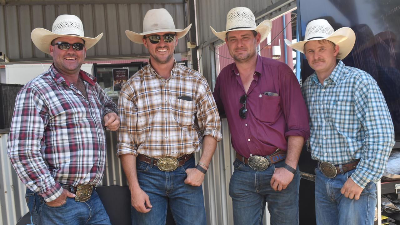 Byron Remfrey, Ryan Livingstone, Deon Lane and Tristan Braden at the APRA National Finals Rodeo at CQLX Gracemere on November 9, 2024.