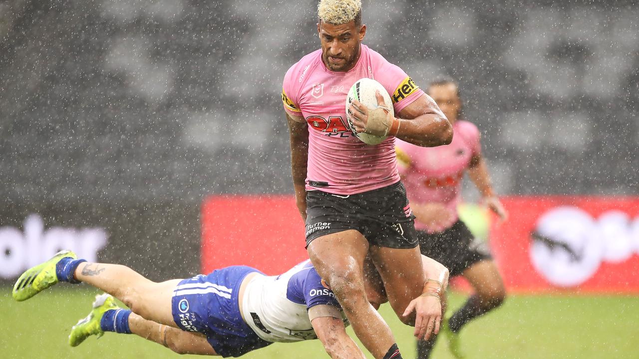 Viliame Kikau scored two tries against the Bulldogs. Picture: Getty Images