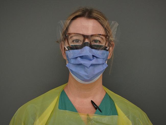 India Wells, registered nurse. The Calm before the storm, inside a quiet Emergency department. Staff at St Vincent's Hospital Emergency department during the Covid-19 Pandemic. Picture: Mark Isaacs