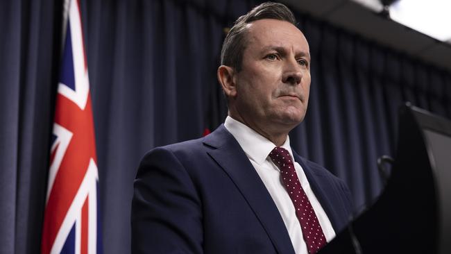 WA Premier Mark McGowan speaks to media at Dumas House. Photo by Matt Jelonek/Getty Images