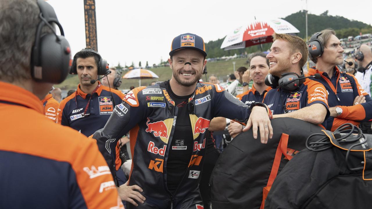 MOTEGI, JAPAN - OCTOBER 06: Jack Miller of Australia and Bull KTM Factory Racing prepares to start on the grid during the MotoGP race during the MotoGP Of Japan - Race at Twin Ring Motegi on October 06, 2024 in Motegi, Japan. (Photo by Mirco Lazzari gp/Getty Images)