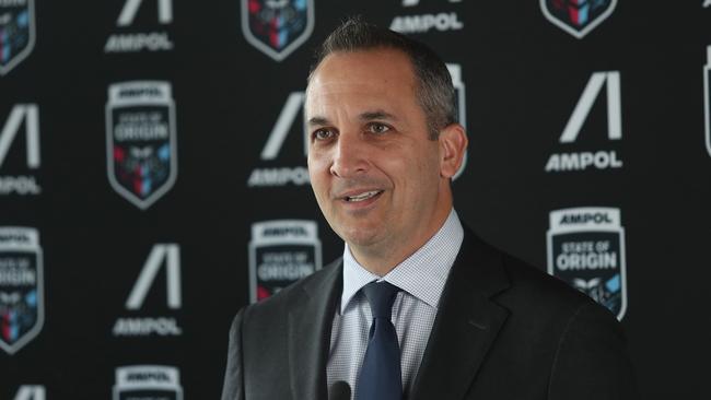 NRL CEO Andrew Abdo said the rest of the 2021 rugby league season will likely be played out in Queensland as the COVID-19 crisis in NSW worsens. Picture: Brett Costello
