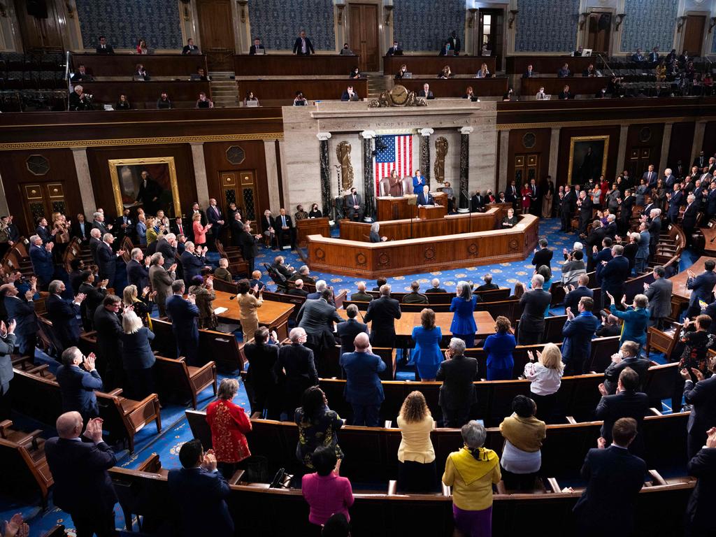 Applause for Joe Biden from the chamber. Picture: AFP