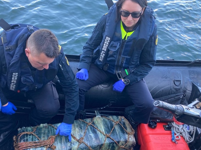 Australian Border Force police with the 200kg cocaine haul.