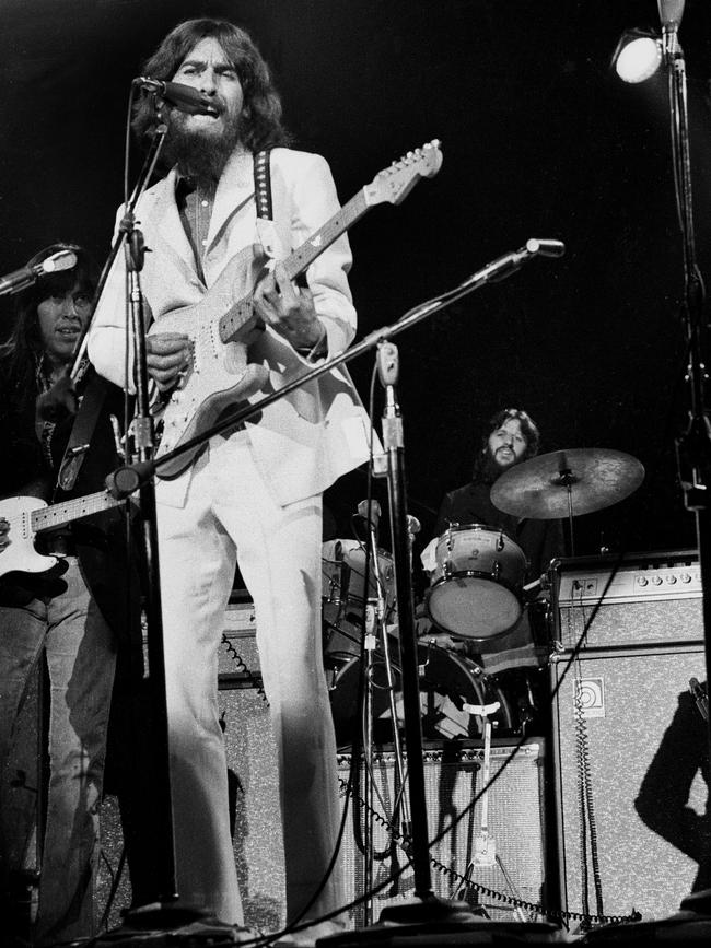 George Harrison on stage at the Concert For Bangladesh in 1971. Picture: Thomas Monaster