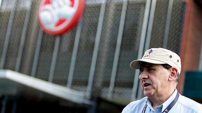 Union Secretary John Camillo speaks outside the Holden plant in South Australia. 