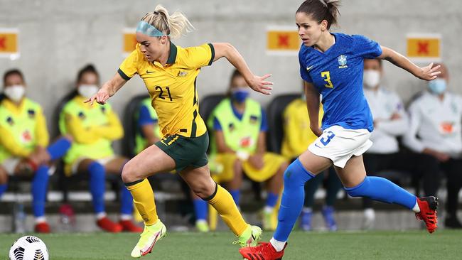 Ellie Carpenter and her Matildas teammates want to be idols for young girls. Photo: Cameron Spencer/Getty Images