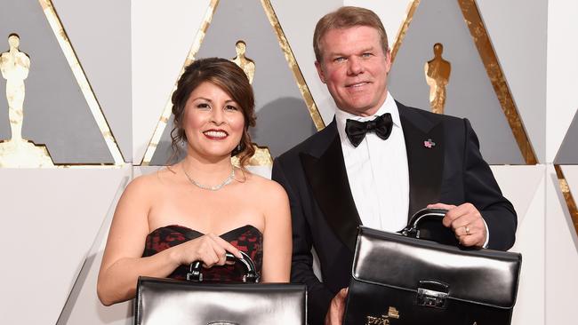 Price Waterhouse and Coopers partners Martha Ruiz (L) and Brian Cullinan at last year’s Oscars. Picture: Kevork Djansezian/Getty Images