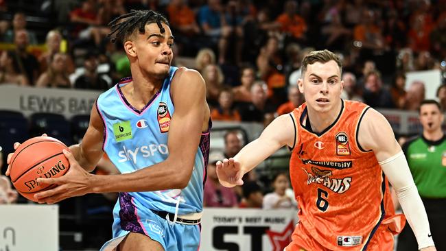 Rayan Rupert of the breakers in action during the round four NBL match between Cairns Taipans and New Zealand Breakers. Picture: Emily Barker/Getty Images