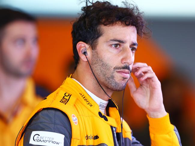 ABU DHABI, UNITED ARAB EMIRATES - NOVEMBER 19: Daniel Ricciardo of Australia and McLaren prepares to drive in the garage during final practice ahead of the F1 Grand Prix of Abu Dhabi at Yas Marina Circuit on November 19, 2022 in Abu Dhabi, United Arab Emirates. (Photo by Mark Thompson/Getty Images)