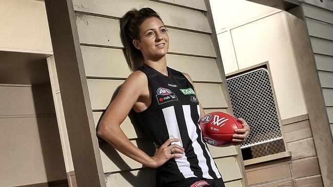 Collingwood's women's captain Steph Chiocci at Victoria Park. Picture: Hamish Blair