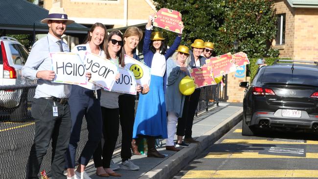 Ashley Taber, Ingrid Kloppers and fellow Emmanuel College teachers. Picture: Glenn Hampson.