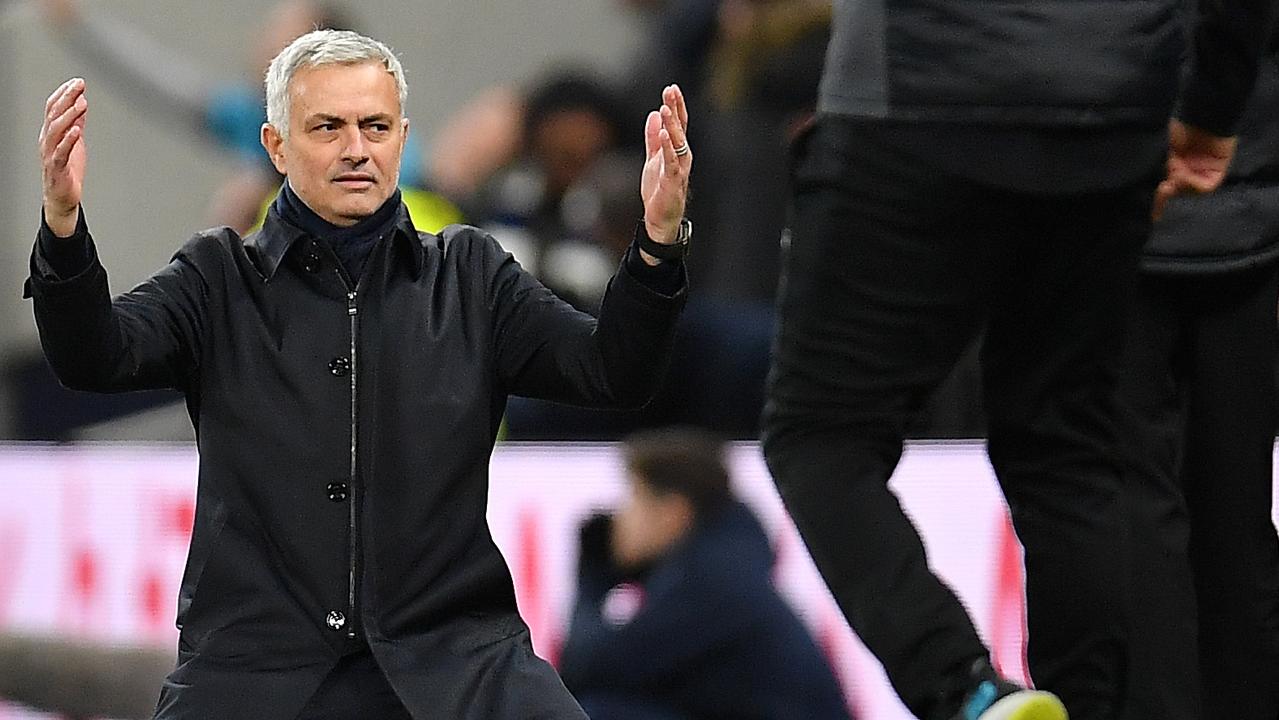 Jose Mourinho dropped to his knees when Spurs missed a golden chance to equalise.