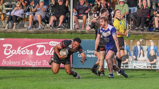 Kalani Morris scoring the match-sealing try. Picture: D Wigley