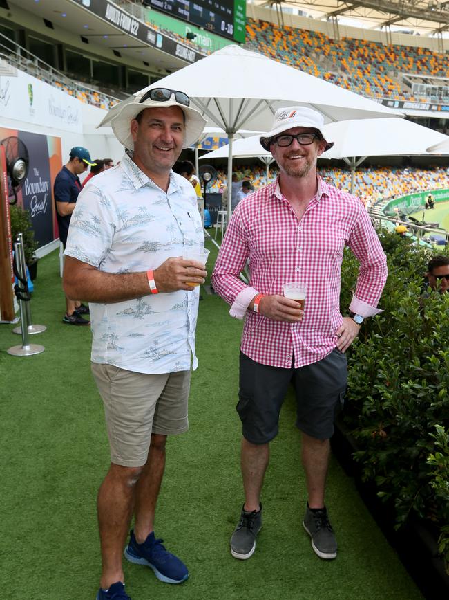 Socials at First Test, Australia v Pakistan at the Gabba. Paul Leventis and Brendan Mearns Thursday 21st November 2019 (AAP Image - Richard Waugh