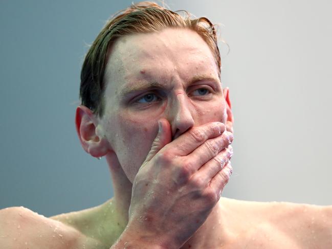 GWANGJU, SOUTH KOREA - JULY 23: Mack Horton of Australia looks on after the Men's 800m Freestyle heats on day three of the Gwangju 2019 FINA World Championships at Nambu International Aquatics Centre on July 23, 2019 in Gwangju, South Korea. (Photo by Clive Rose/Getty Images)