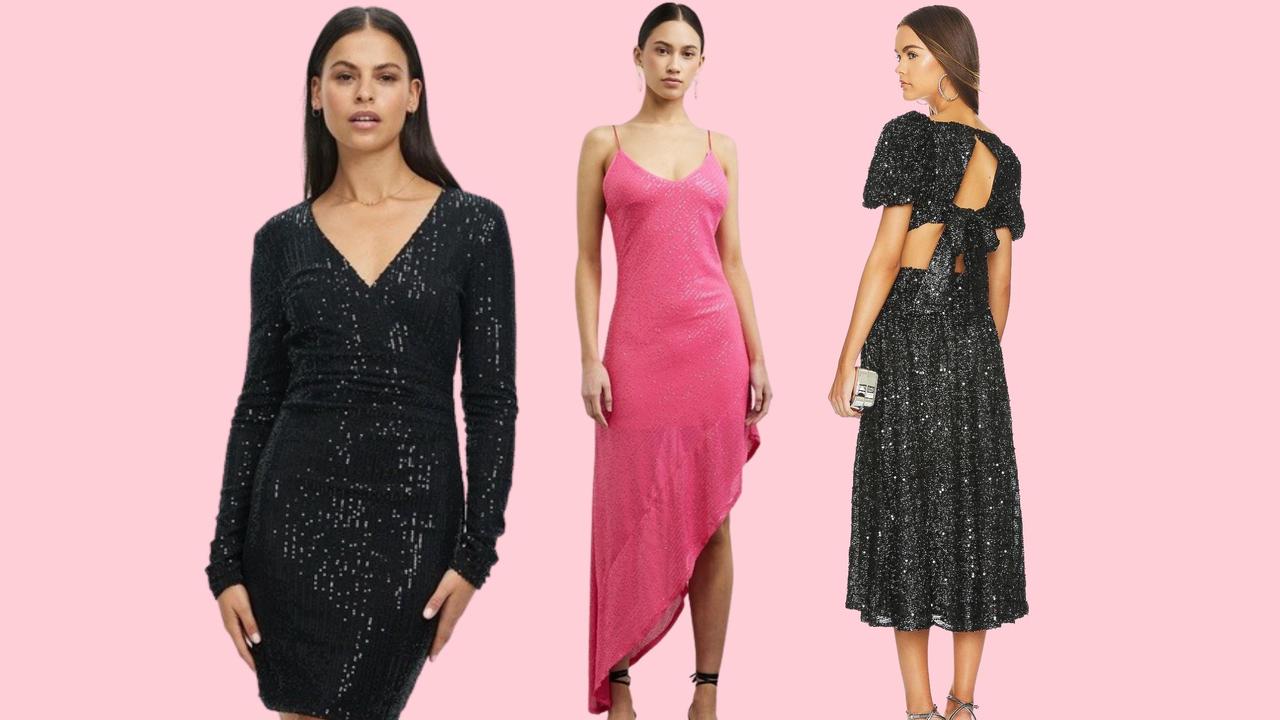 Black Sequin Evening Dress with Jewelry Outfits (4 ideas & outfits