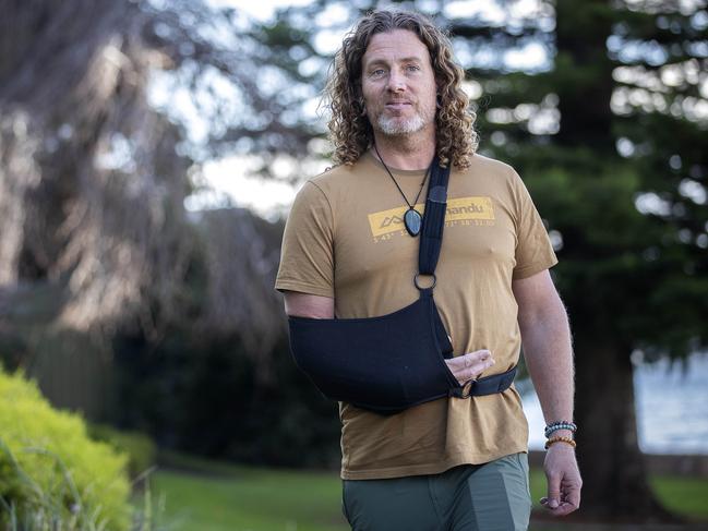 Afghanistan veteran Gavin Tunstall in Hobart, at the Royal Commission into Defence and Veteran Suicide. Picture: Chris Kidd