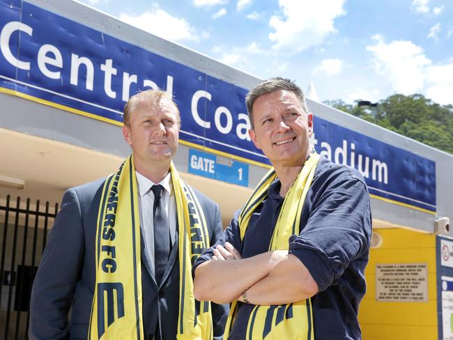 Mariners CEO Shaun Mielekamp with Mariners owner Mike Charlesworth at Central Coast Stadium. Picture by Mark Scott