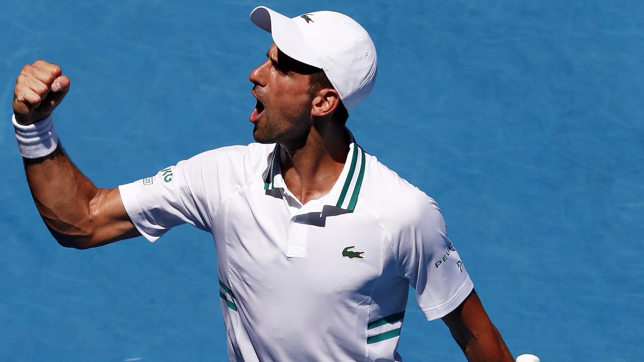 Novak Djokovic copped a real battle on Rod Laver Arena. (Photo by Darrian Traynor/Getty Images)