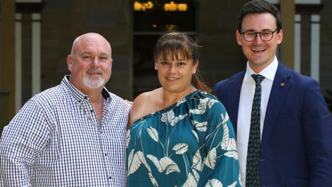 Brett and Belinda Beasley, parents of Jack, with Bonney MP Sam O'Connor after the passing of Jack's Law. Picture: Supplied