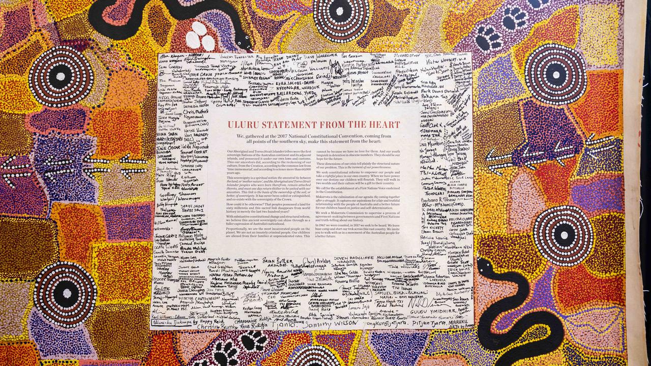 The Uluru Statement from the Heart on display at the National Press Club in Canberra. Picture: NCA NewsWire / Martin Ollman