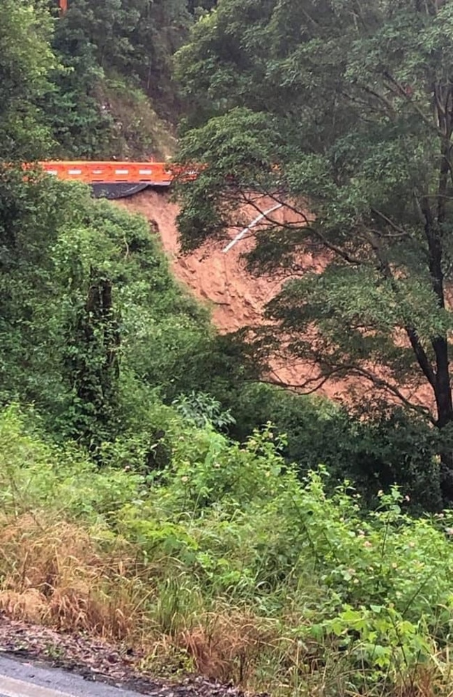 Half of Beechmont Road has been lost to a landslide at Lower Beechmont. Picture: Beechmont Community Network