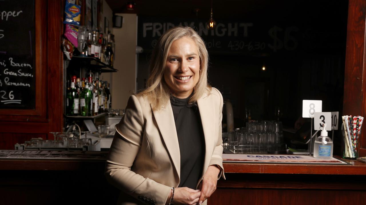 Independent member for Clark Kristie Johnston at her pub the Maypole Hotel in New Town ahead of votes coming in. 2024 Tasmanian State Election. Picture: Nikki Davis-Jones