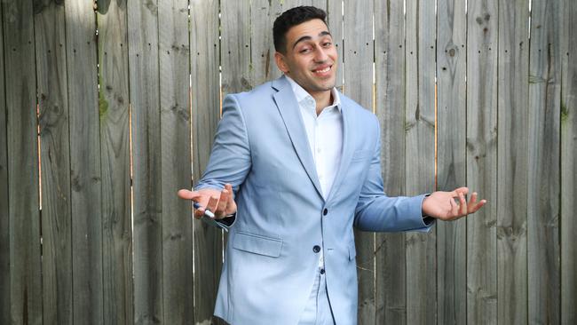 TikTok comedian Jon-Bernard Kairouz, 26, has injected a bit of humour into NSW’s lockdown by ‘predicting’ the state’s daily Covid-19case numbers. Picture: John Feder