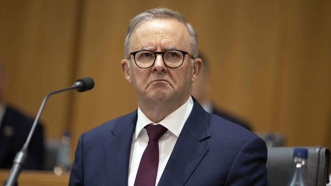 Anthony Albanese and other Labor ministers seem incapable of saying the word anti-Semitism without adding a condemnation of Islamophobia, Picture: NCA NewsWire / Gary Ramage