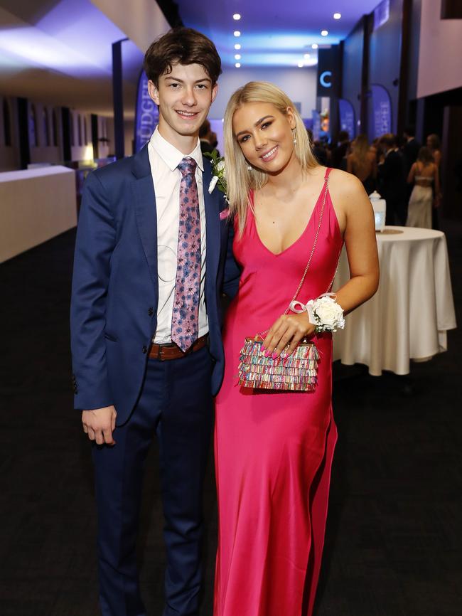 Bill Hutchinson and Lola Dennis pictured at the 2021 Nudgee College year 12 formal, Royal International Convention Centre Brisbane 19th of September 2021. (Image/Josh Woning)