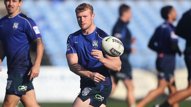 New signing Luke Thompson during Bulldogs NRL training at Belmore Sportsground, Sydney. Picture: Brett Costello