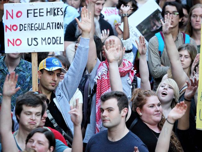 Protests at an Australian university over proposed fee increase. Photo: Bob Barker.
