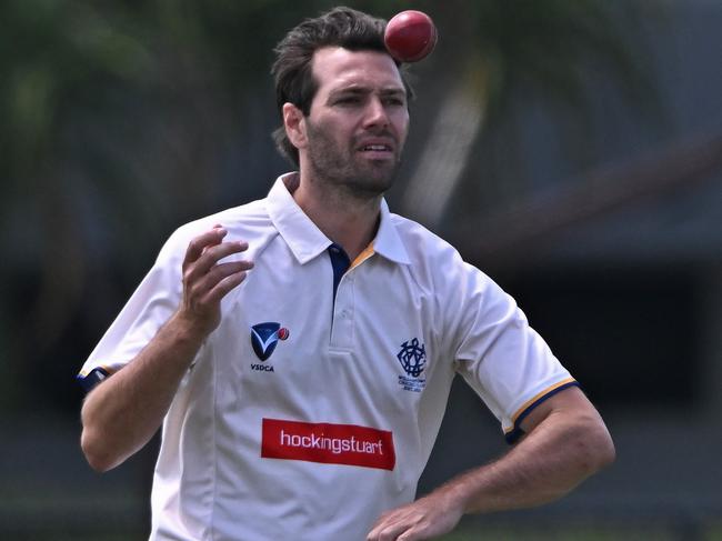 VSDCA: Williamstown spinner SA Sturrock ready to bowl. Picture: Andy Brownbill