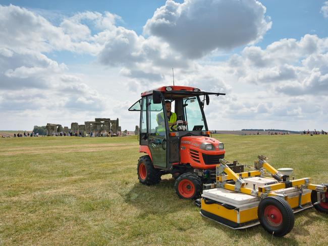 What lies beneath? A man driving a vehicle with surveying instruments near to Stonehenge where a hidden complex of archaeological monuments has been uncovered using hi-tech methods of scanning below the Earth's surface. Source: Stonehenge Hidden Landscapes Project