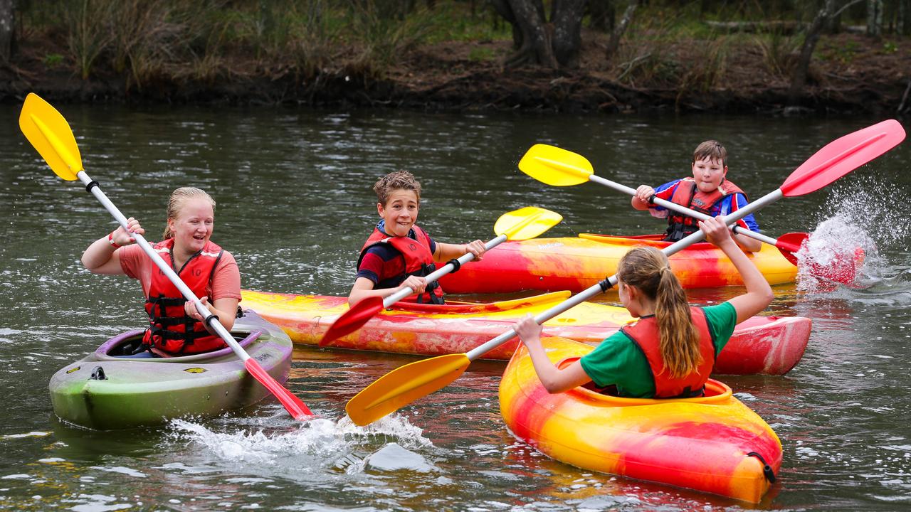 Students enjoyed a morning of kayaking at Narrabeen ahead of the School Spectacular. Picture: Gaye Gerard