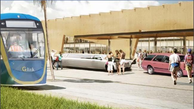 Artists impressions of the Gold Coast light rail extension to the airport as released in the airport's draft master plan. PHOTO: Supplied