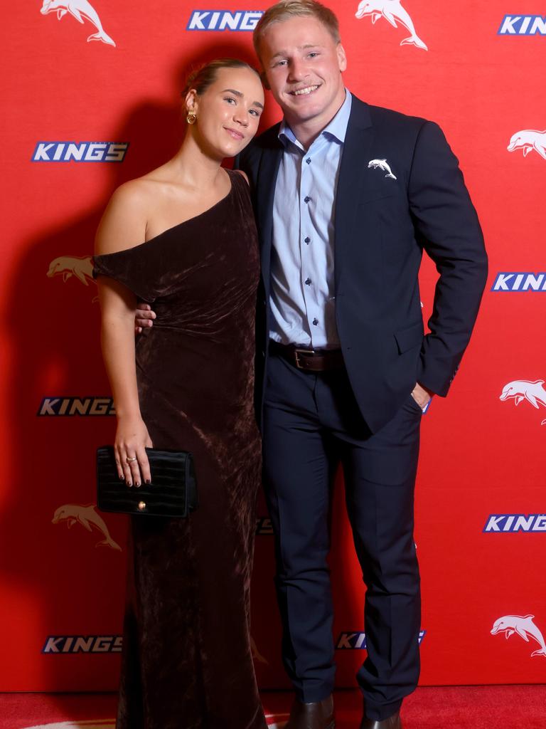 Max Plath with Steph Elder at the Dolphins awards night on Thursday. Picture: Steve Pohlner