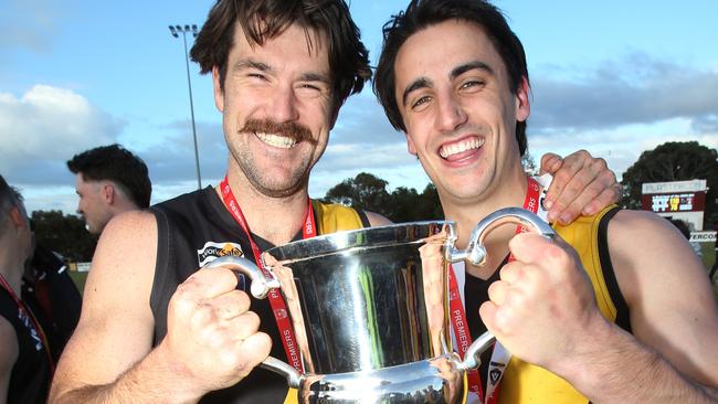 Ben McNamara and Nathan Mifsud with the cup. Picture: Alan Barber