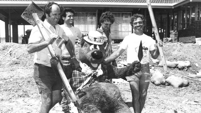 Humphery Bear and Laborers at the 1984 Fairmont Pacific Telethon House, Lot 338, McEwin Avenue Redwood Park. SA