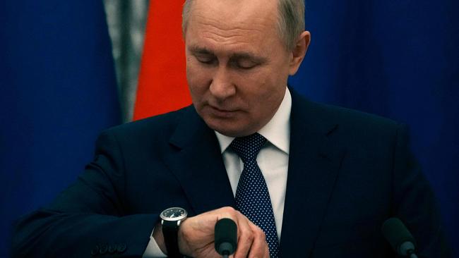 The Russian president also boasts a luxurious watch collection. Picture: Thibault Camus / Pool / AFP.