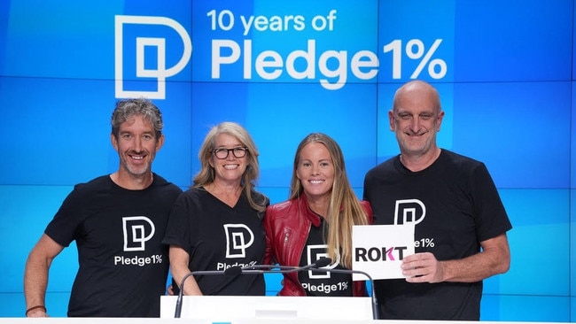 Scott Farquhar (far left) is accelerating the Pledge 1% corporate giving movement, in which companies pledge 1 per cent of their equity to social causes.