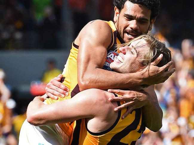 Cyril Rioli is happy to have Ryan Schoenmakers playing as a forward. Picture: Nicole Garmston