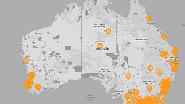 HOTSPOTS: The sightings logged nationwide of big cats to-date. Victoria, South Australia and southern New South Wales are hot spots. Picture: pantherpeople.com