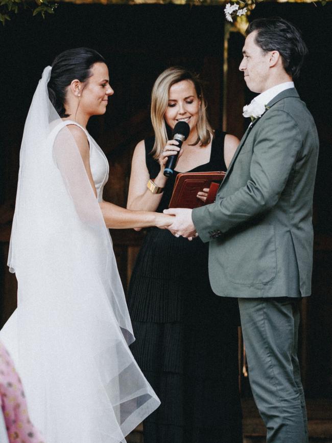 Ali officiates at the marriage of Jo and Pat Booth. Picture: Blake Heywood